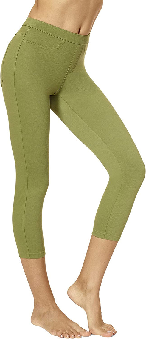Womens Classic Denim Capri Legging with Pockets